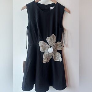 Mac Duggal 🆕 Black Beaded Floral Sleeveless Dress, Size 2 | 110. Pit to pit 15